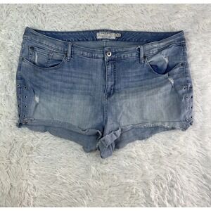Torrid Shorts Women 24 Blue High Rise Grommet Shortie Cut Off Distressed Stretch
